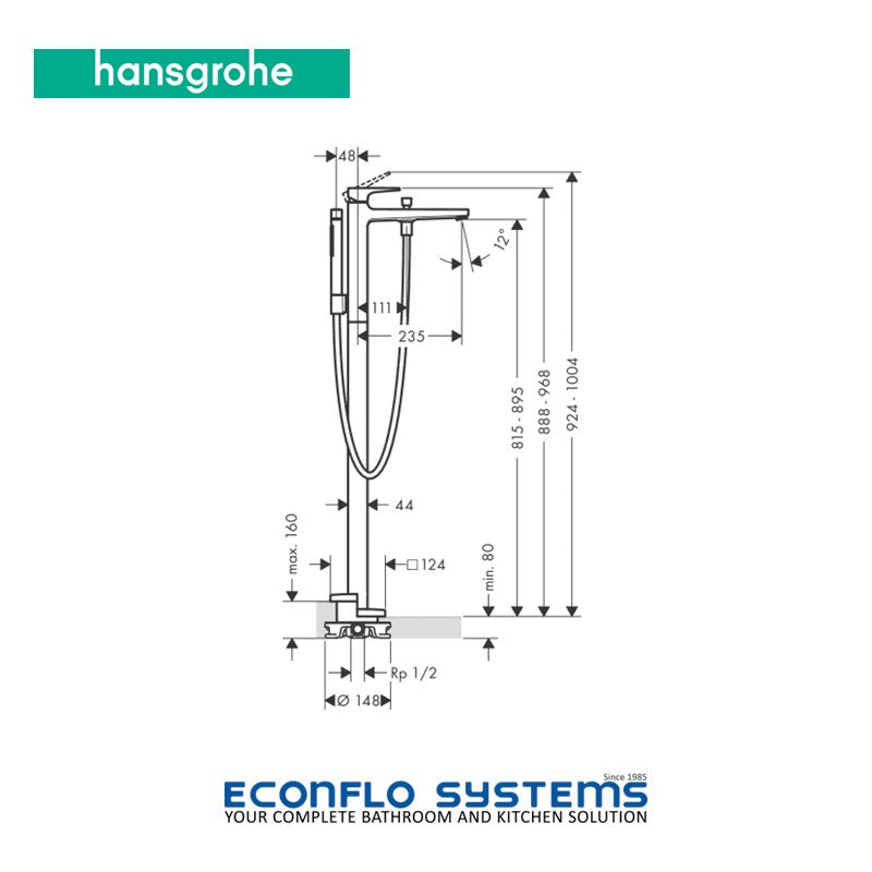 Hansgrohe 
Metropol Single Lever 
Freestanding Bath Mixer 
32536950