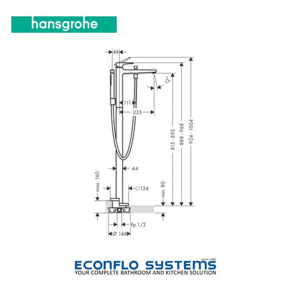 Hansgrohe 
Metropol Single Lever 
Freestanding Bath Mixer 
32536950