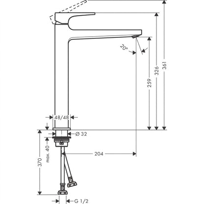 Hansgrohe Metropol Single Lever Highrise Basin Mixer 260 32537149