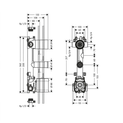 Axor Citterio C Thermostatic Module 380/120 Concealed Set 49700820 + 36701180