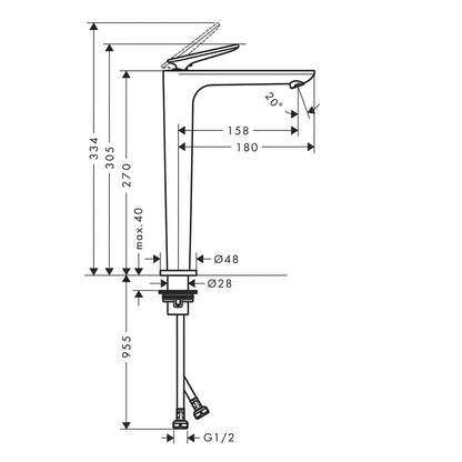Axor Citterio C Single Lever Highrise Basin Mixer 250 49051009