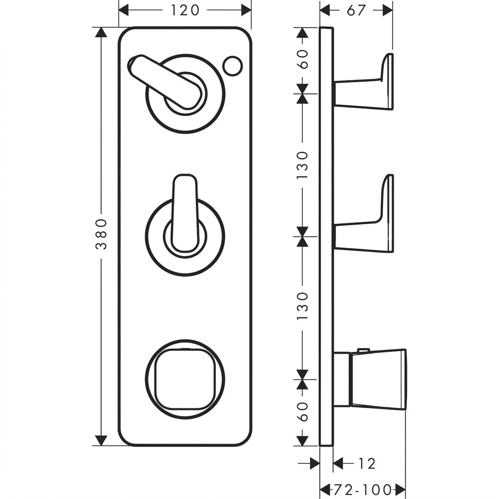 Axor Citterio C Thermostatic Module 380/120 Concealed Set 49700820 + 36701180