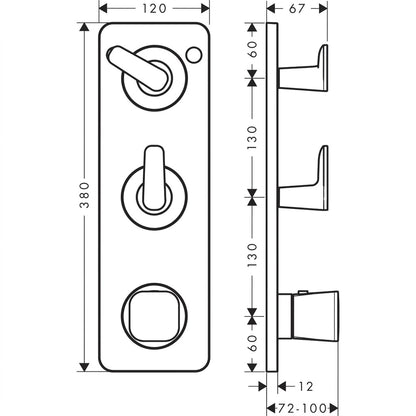 Axor Citterio C Thermostatic Module 380/120 Concealed Set 49700820 + 36701180