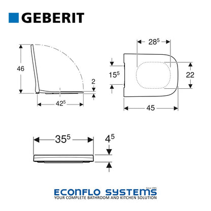 Geberit Soft-Closing Seat & Cover For Smyle WC - Slim 500.237.01.1