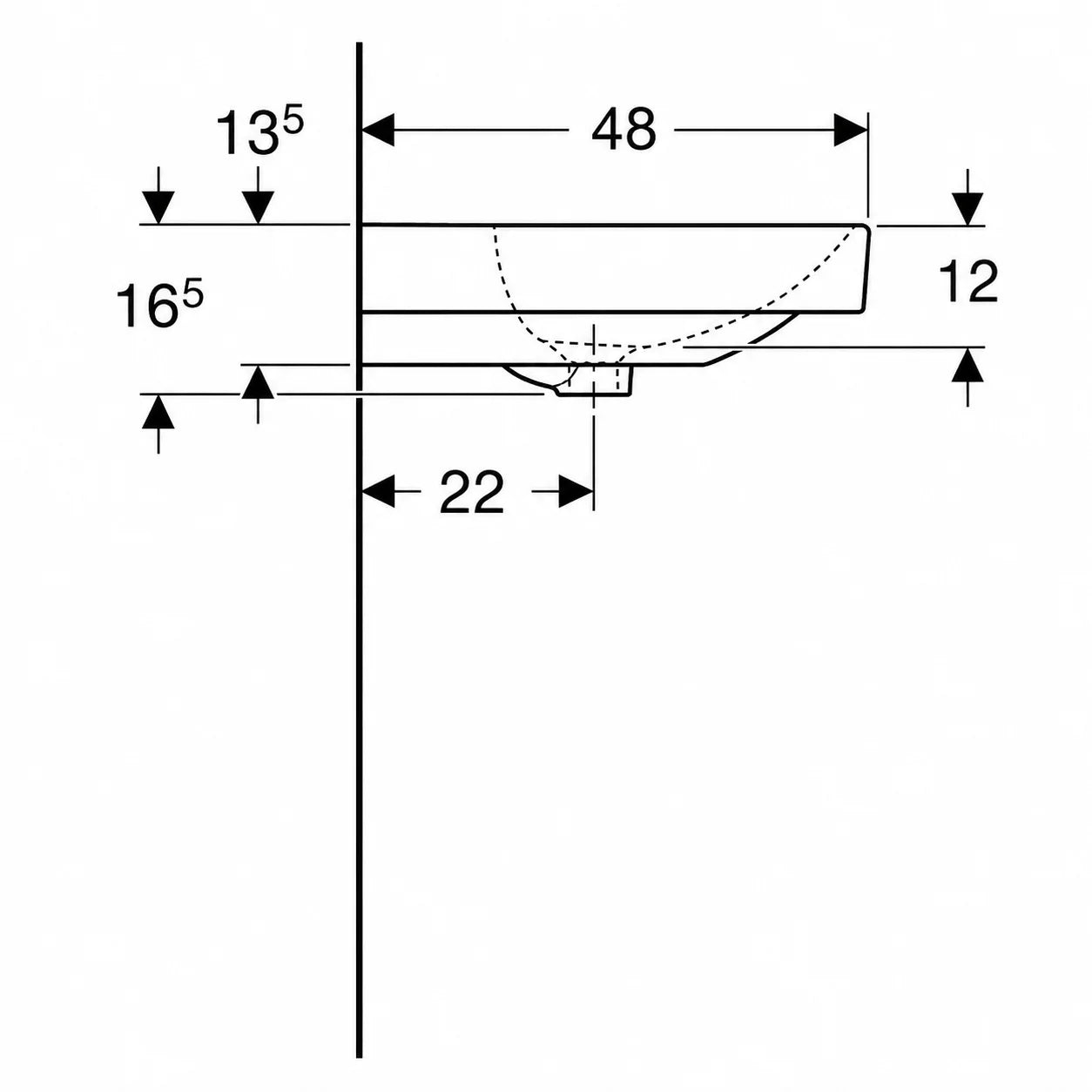 Geberit Smyle Wall Hung Wash Basin 500.253.01.1