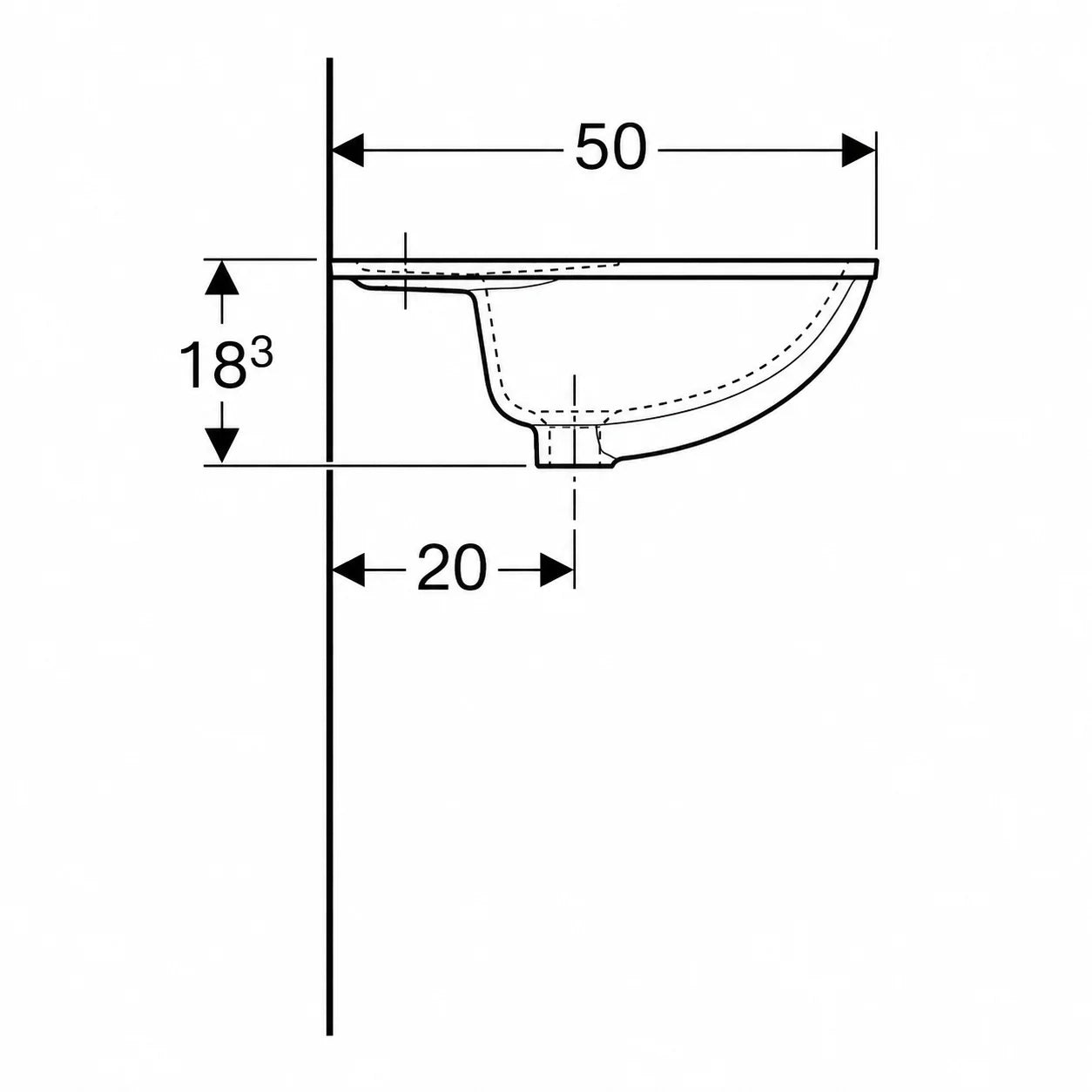 Geberit Selnova Square Undercounter Wash Basin 500.308.01.1