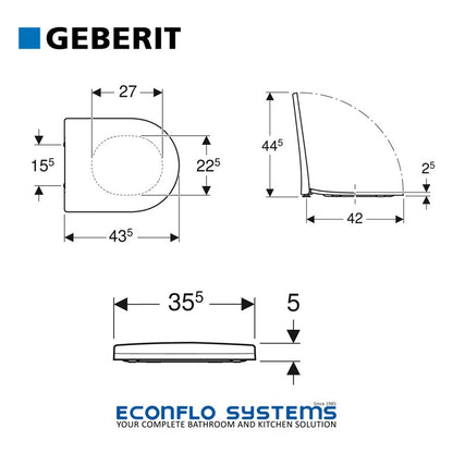 Geberit Soft-Closing Seat & Cover For Acanto WC - Quick Release 500.605.01.2