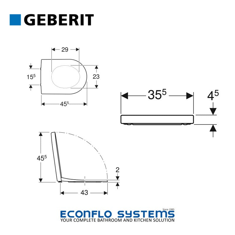 Geberit Soft-Closing Seat & Cover For Icon WC - Quick Release 500.670.01.1