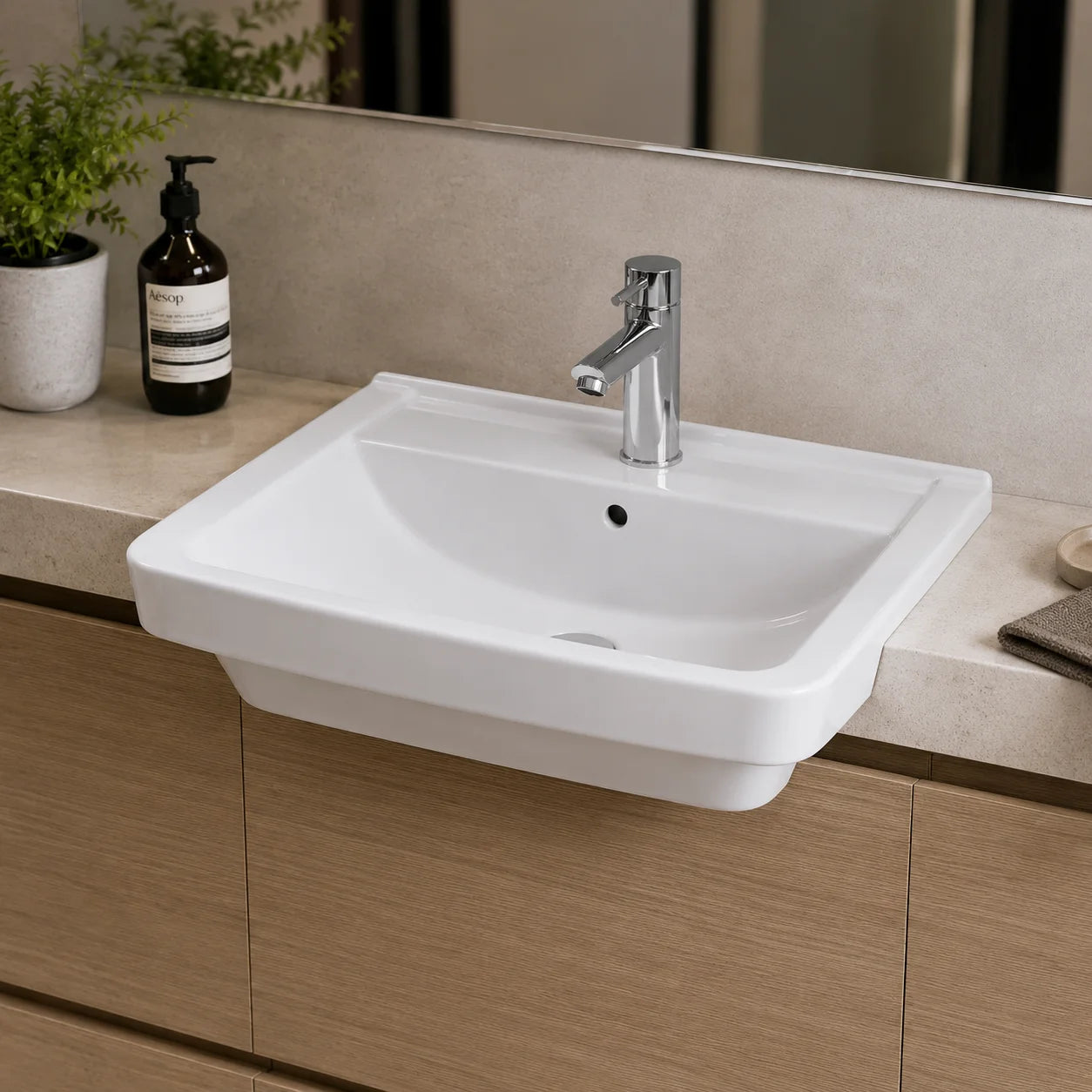 Geberit VariForm Semi-Recessed Wash Basin 500.681.01.1