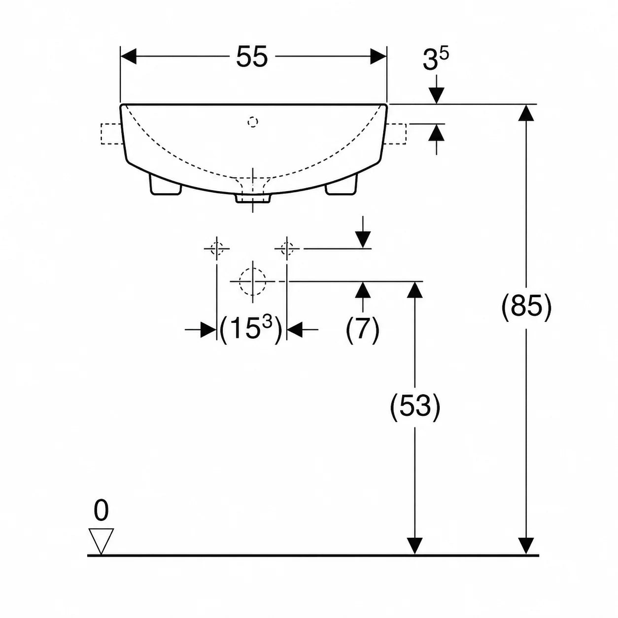 Geberit VariForm Semi-Recessed Wash Basin 500.681.01.1