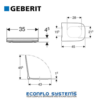 Geberit Soft-Closing Seat & Cover For Smyle WC - Slim Quick Release 500.688.01.1