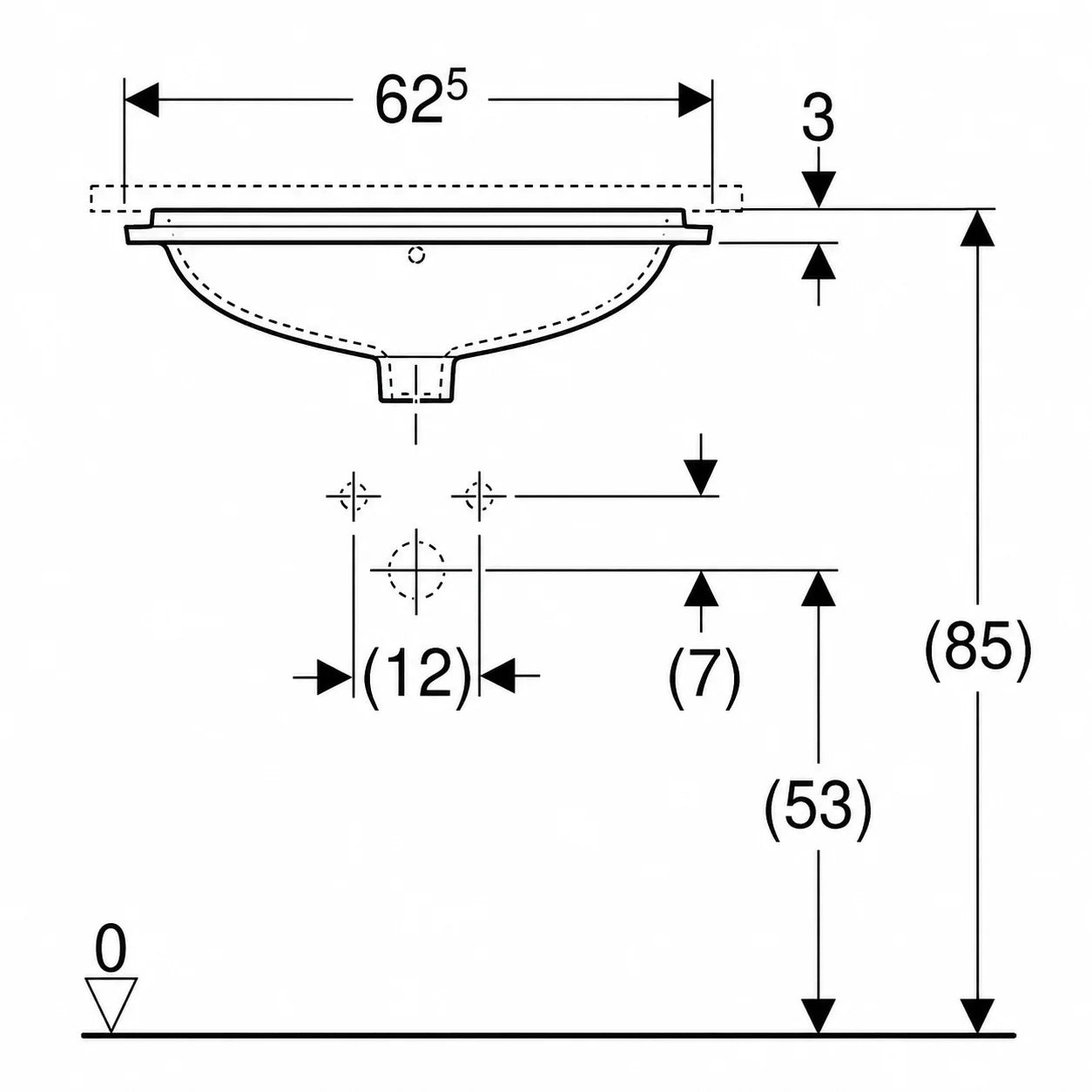 Geberit VariForm Undercounter Wash Basin 500.758.01.2