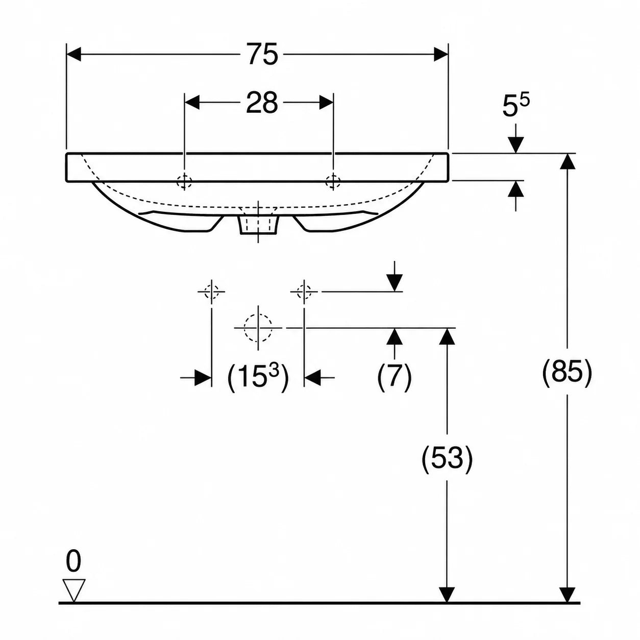 Geberit iCon Light Wash Wall Hung Basin 501.842.00.7