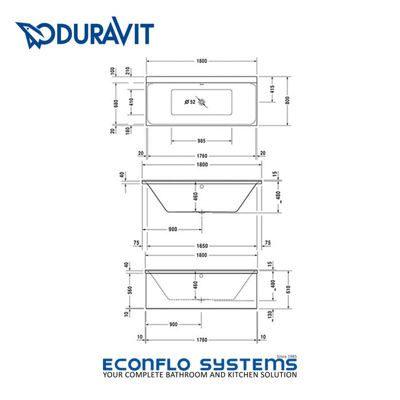 Duravit 
P3 Comforts Built-In Bathtub 
700377000000000