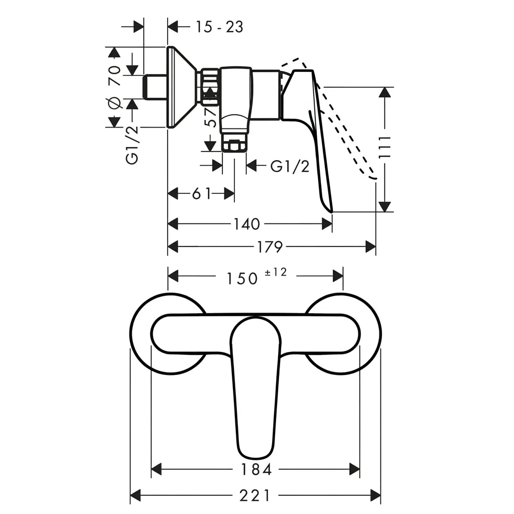 Hansgrohe Logis E Single Lever Exposed Shower Mixer 71634009 / 71602019