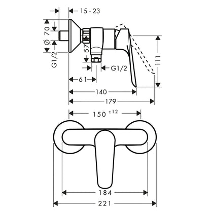 Hansgrohe Logis E Single Lever Exposed Shower Mixer 71634009 / 71602019