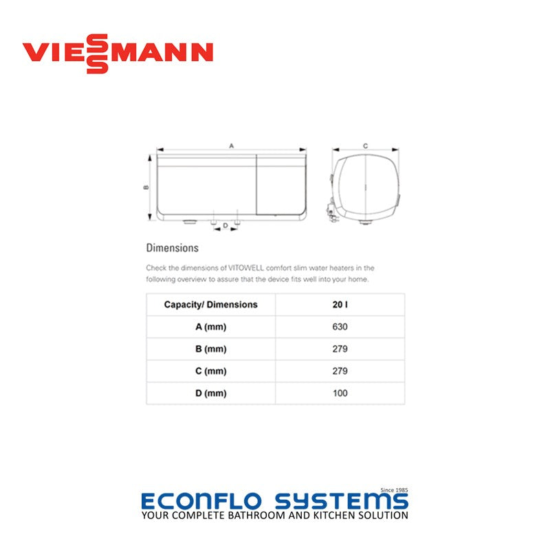 Viessmann 
Vitowell Comfort Slim Classic 
CI S20 Storage Water Heater 
7956391