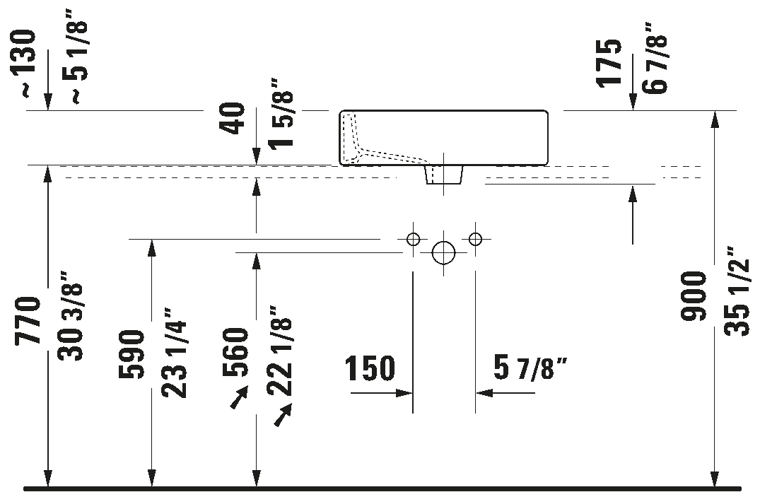 Duravit Vero Wall-Mounted Washbasin 0452500000
