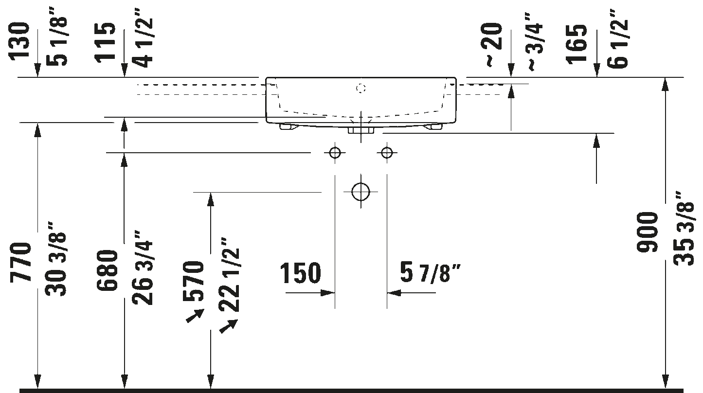 Duravit Vero Air Semi-Recessed Basin 0382550000
