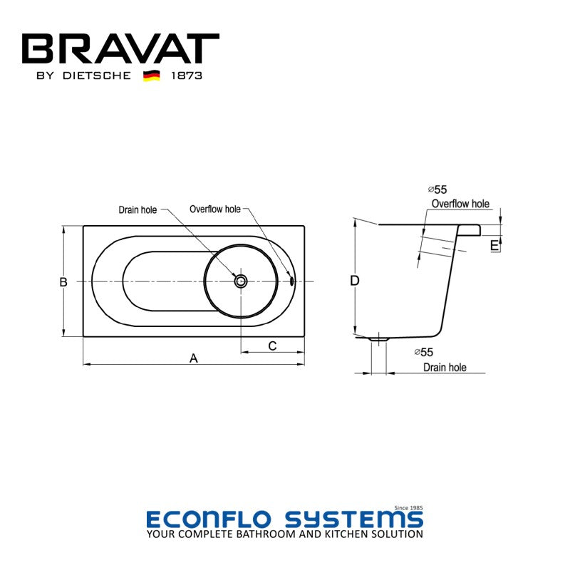 Bravat Built-In Bathtub B25505W