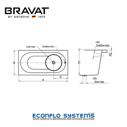 Bravat Built-In Bathtub B25505W