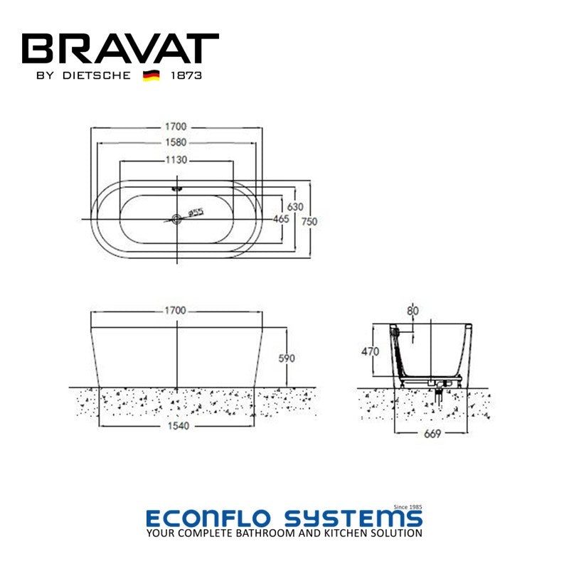 Bravat 
Freestanding Bathtub 
B25701TW-1W