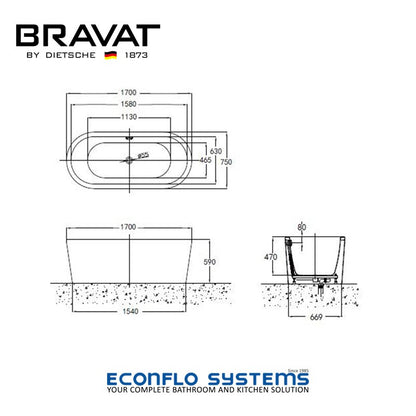 Bravat 
Freestanding Bathtub 
B25701TW-1W