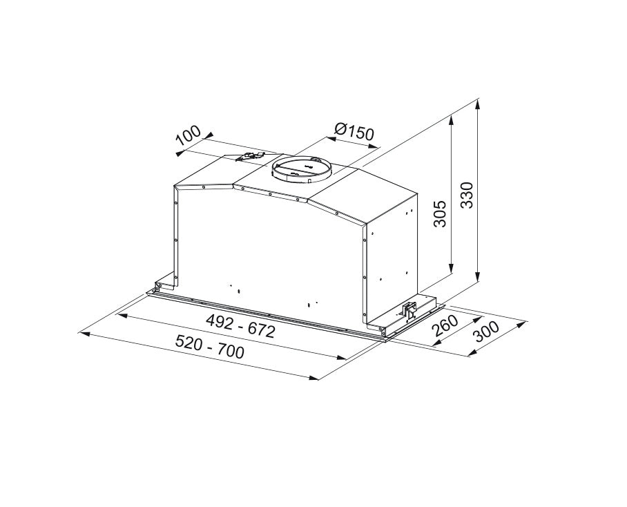 Franke Hood Built-in Box Glass Black FBI 737 XS/BK