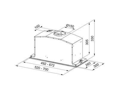 Franke Hood Built-in Box Glass Black FBI 737 XS/BK