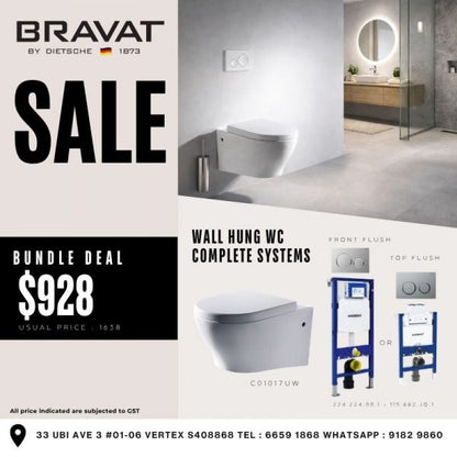 [Bundle Deal] Bravat Wall-hung Toilet C01017UW