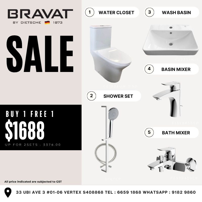 [Bundle Deal Buy 1 Free 1] Bravat Complete Bathroom Set Bundle
