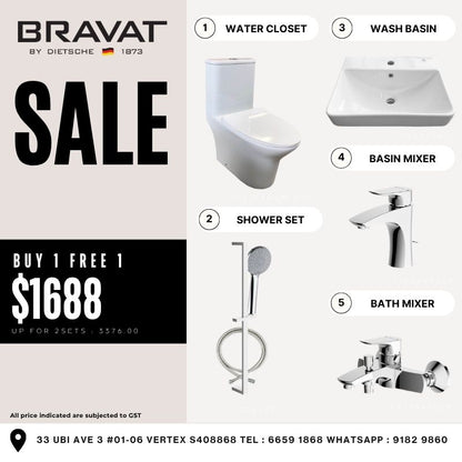 [Bundle Deal Buy 1 Free 1] Bravat Complete Bathroom Set Bundle
