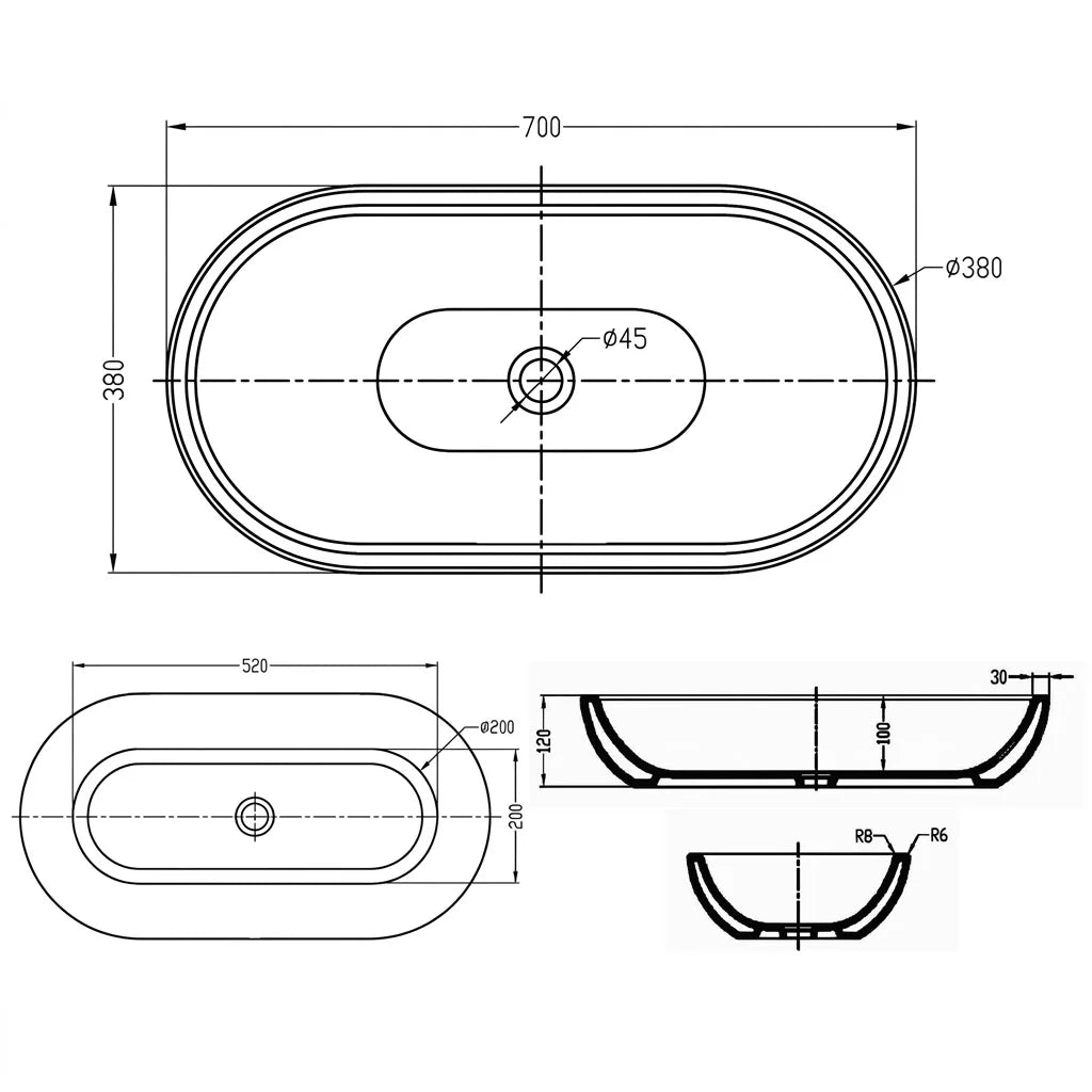 Bravat Counter-Top Bowl Washbasin C22185W-ENG