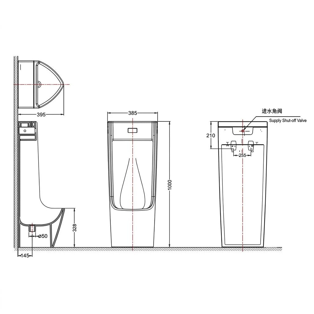 Bravat Floor-Standing Integrated Urinal C2548W