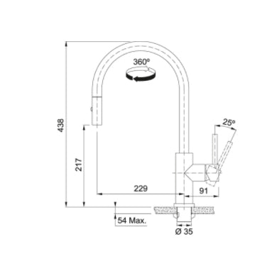 Franke Tap Eos Pull Out Spray Stainless Steel CT193S