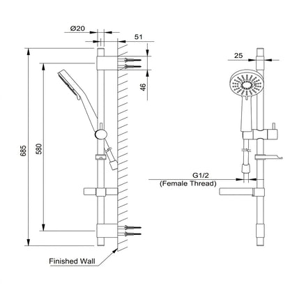 Bravat Hand-Held Shower with 100mm Component & Soap Dish Set D124C