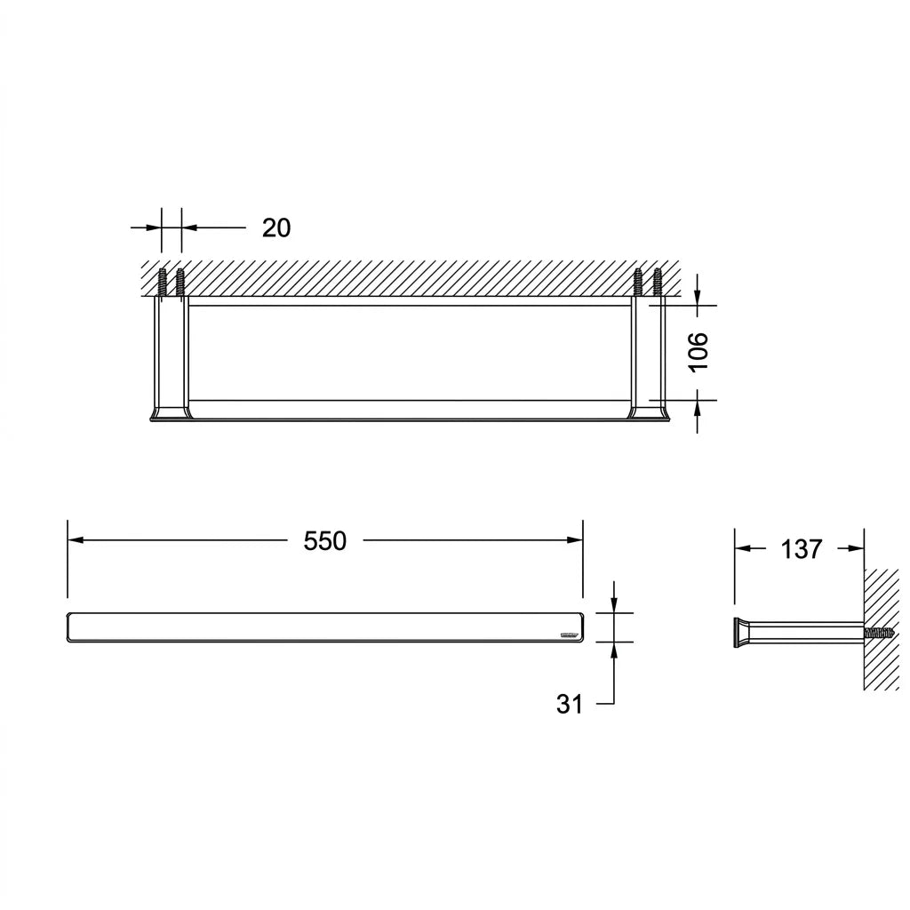 Bravat Glass Shelf D7524CP-ENG