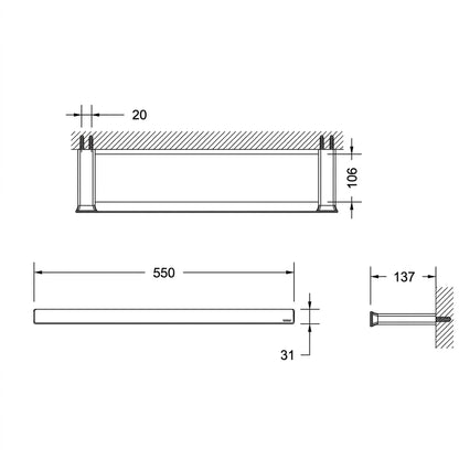 Bravat Glass Shelf D7524CP-ENG