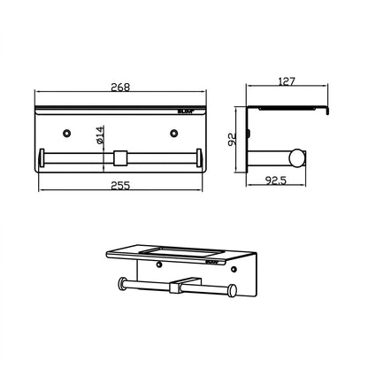 Bravat Double Paper Roll Holder with Tray D7719AP