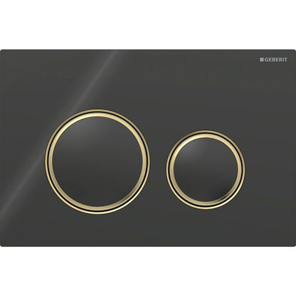 Geberit Sigma 21 with Dual Flush Actuator 115.652.SJ.1 Glass Black / Glass Black / Brass