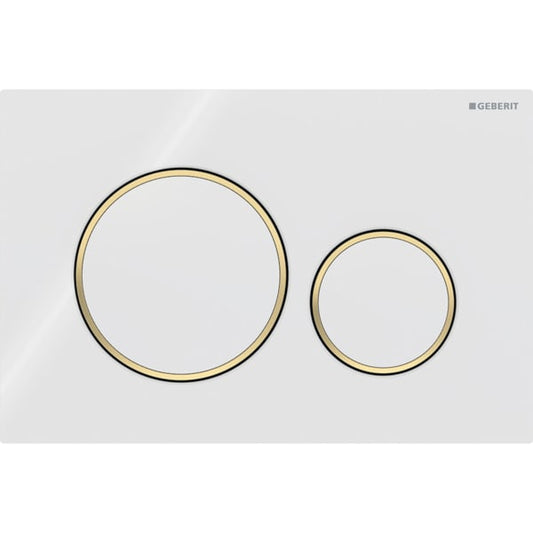 Geberit Sigma 20 with Dual Flush Actuator 115.882.KK.1 White / White / Gold