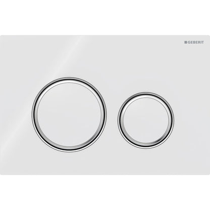 Geberit Sigma 21 with Dual Flush Actuator 115.884.SI.1 Glass White / Glass White / Bright Chrome