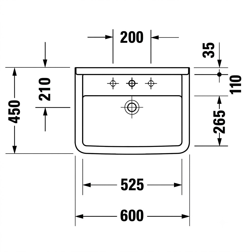 Duravit Starck 3 Wall Hung Wash Basin 0300600000