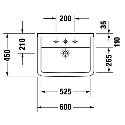 Duravit Starck 3 Wall Hung Wash Basin 0300600000
