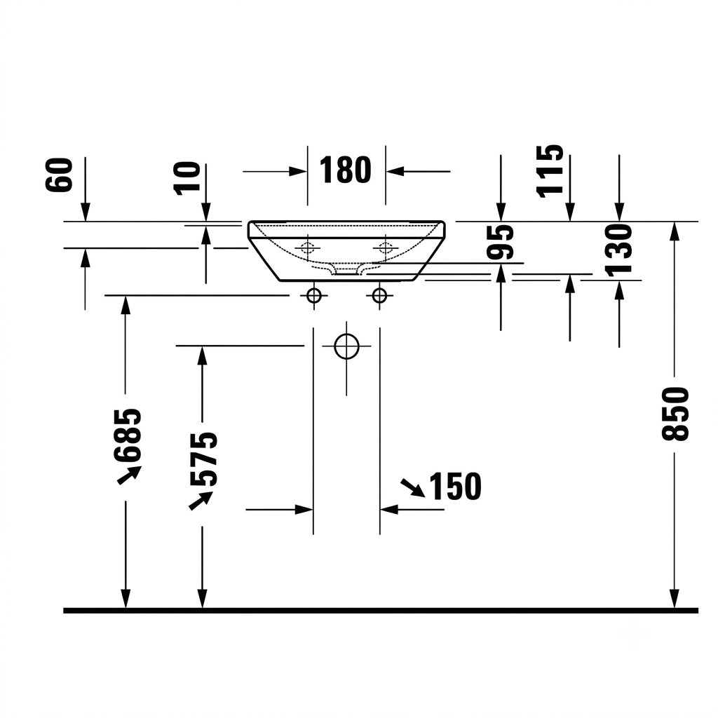 Duravit D-Neo Wall Hung Handrise Wash Basin 0738450041