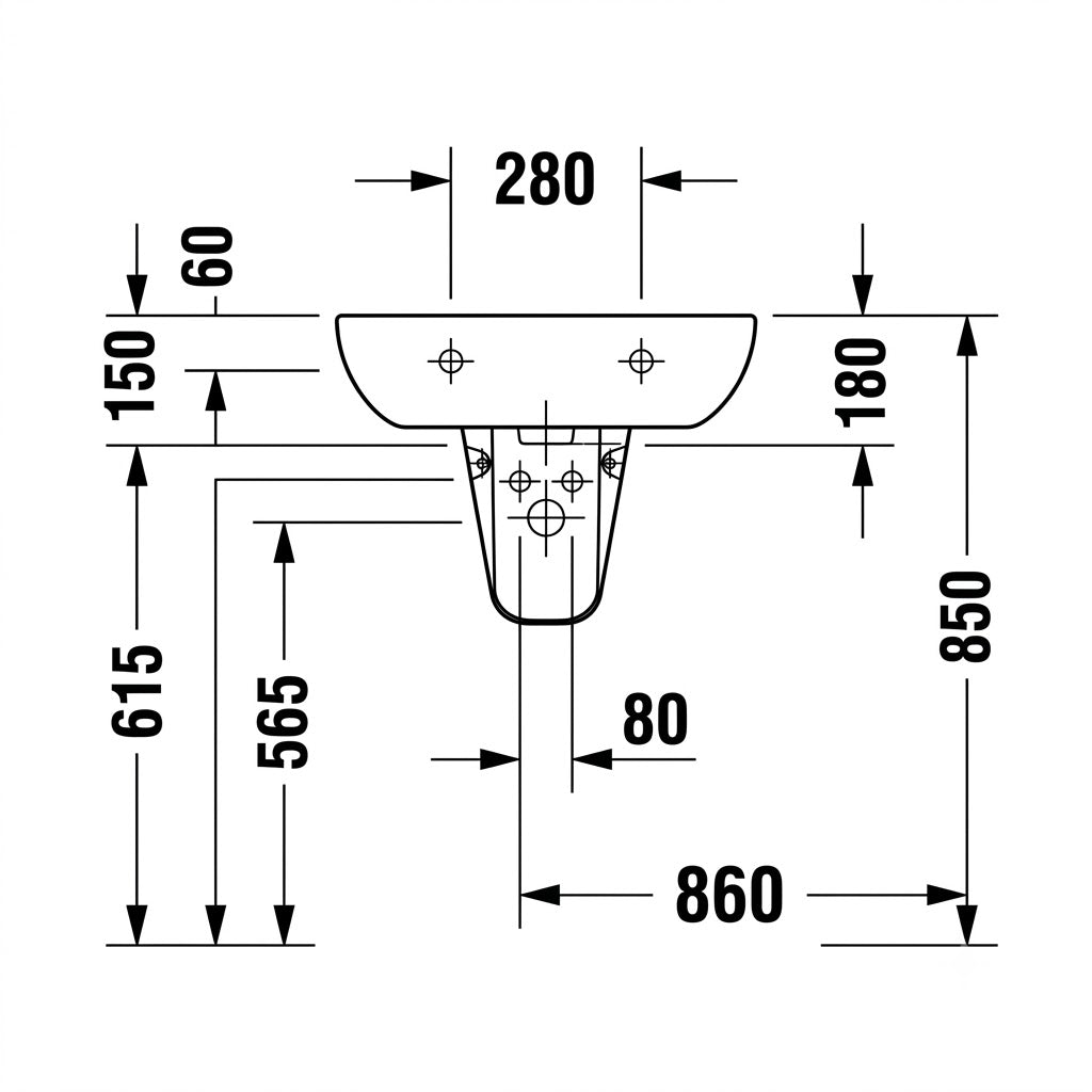 Duravit D-Code Wall Hung Wash Basin 23106000002