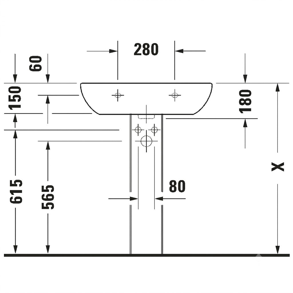 Duravit D-Code Wall Hung Wash Basin 23106500002