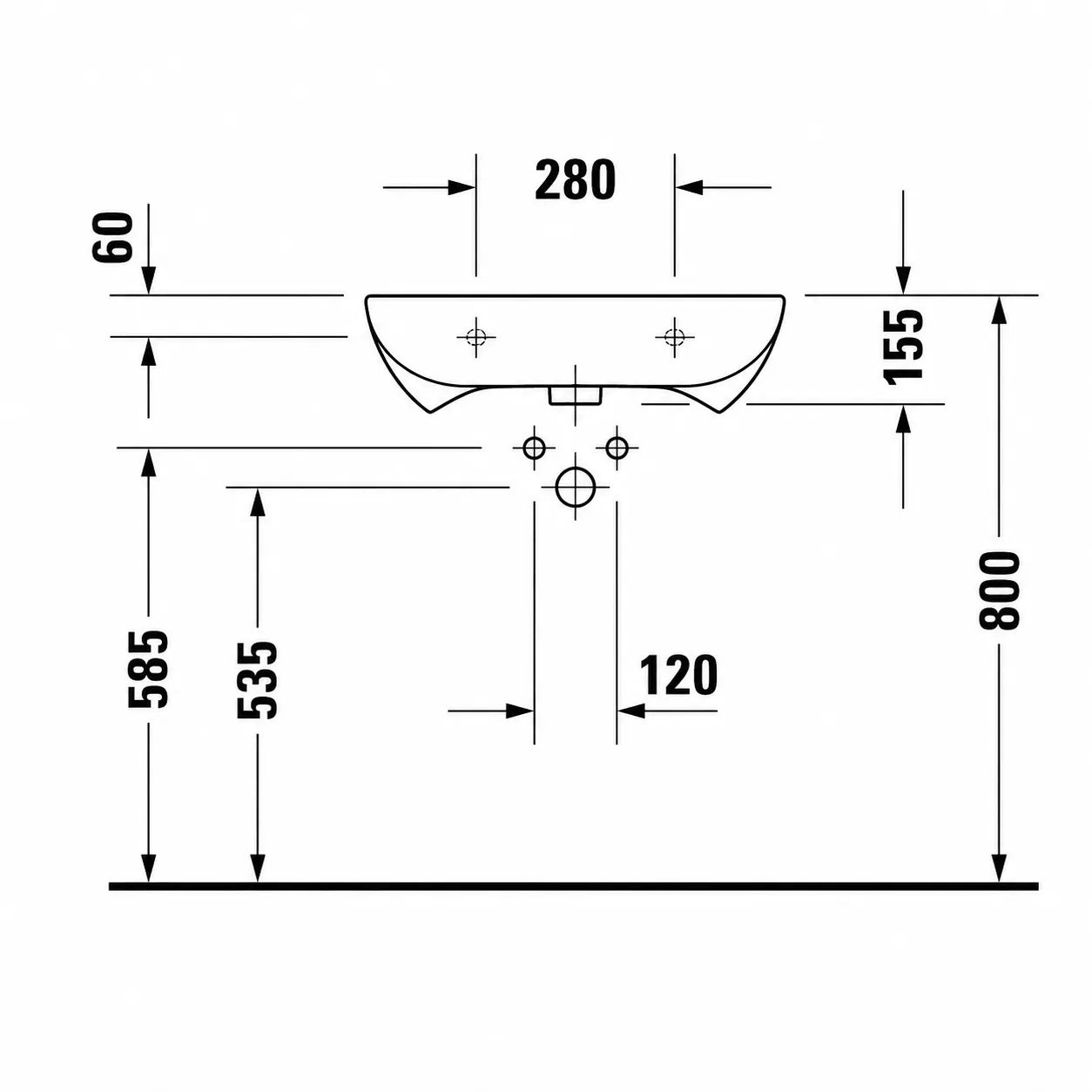 Duravit D-Code Wall Hung Wash Basin 23126000000