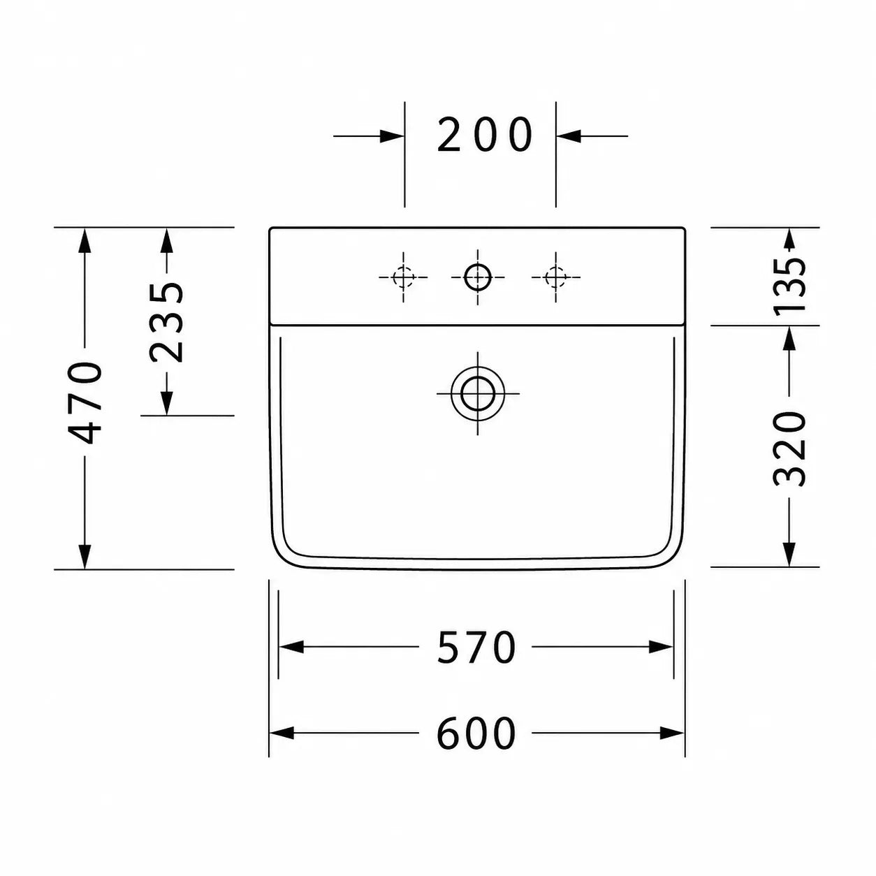 Duravit P3 Comforts Wall Hung Wash Basin 2331600000