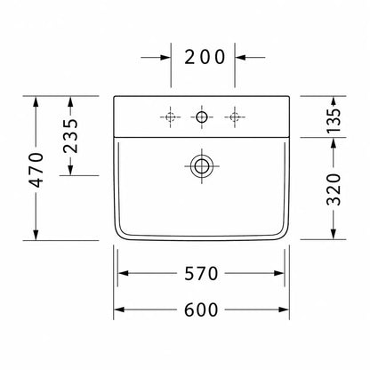 Duravit P3 Comforts Wall Hung Wash Basin 2331600000